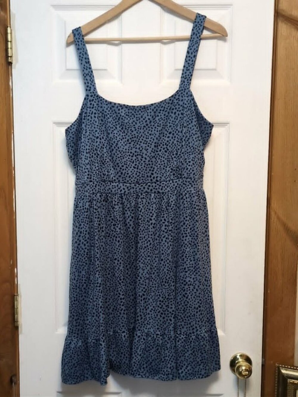 Nine Britton Allie Knit Dress Sz 1X Ruffle Mini Soft Indie Ditsy Dot Animal Prin